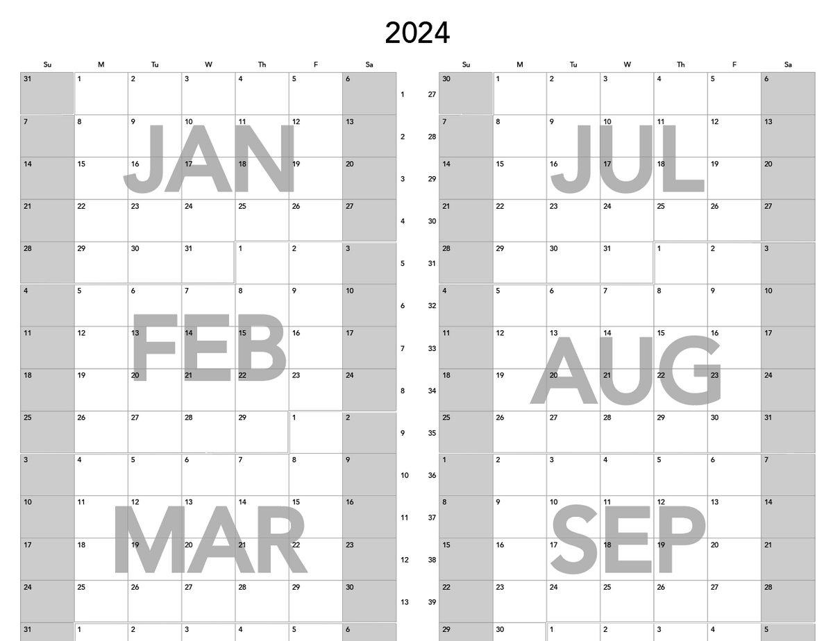 2024 Print Your Own Calendar supamoto