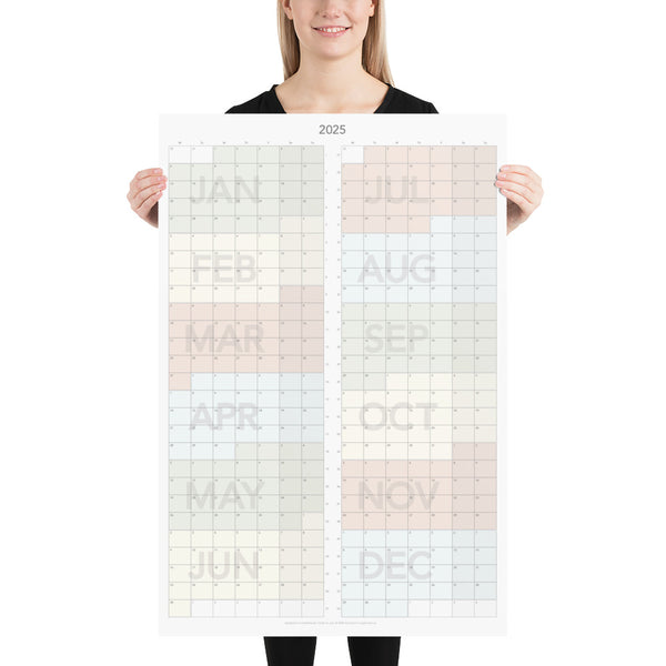 2025 Calendar - 24" x 36" - Monday start